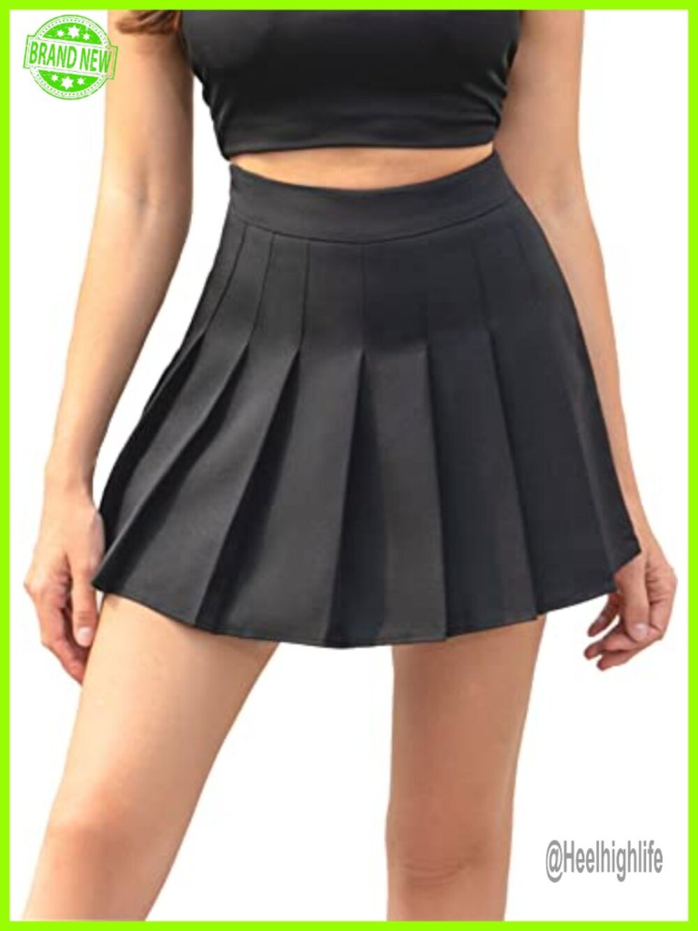 High Waist Pleated Skater Tennis Skirt with Inner Shorts